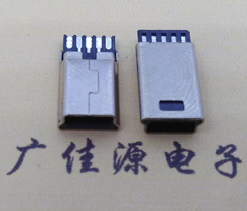 迷你MINI USB 5pin前五后五焊線式,鍍亮鎳長13MM