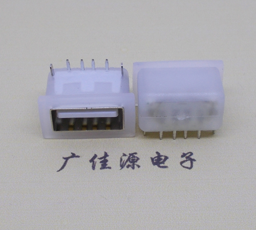 臥式后兩腳DIP插板USB AF 2.0防水母座,反向插A公頭連接器